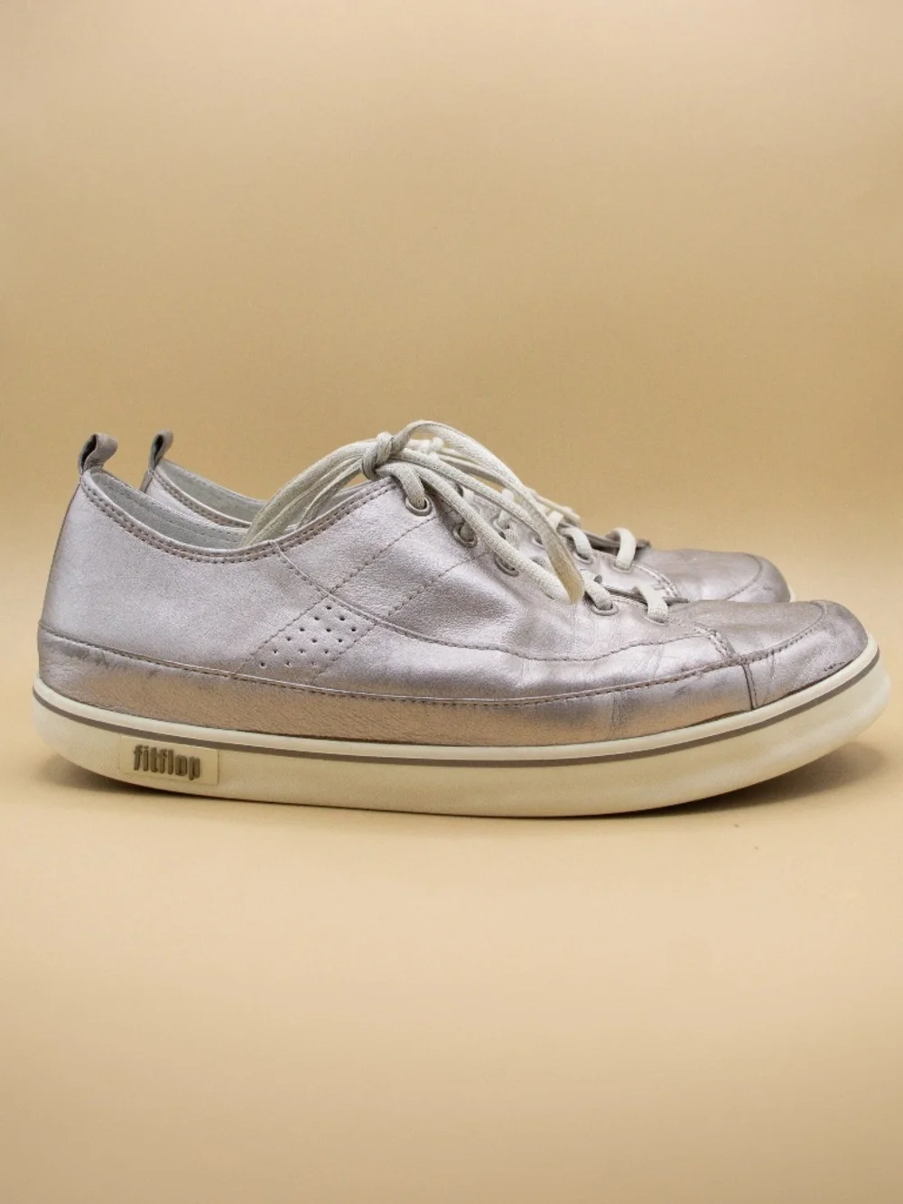 Fitflop Supertone Pewter Silver Sneakers 114-054 Women's Size 9